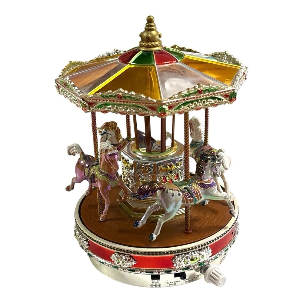 Mr Christmas Metallic Holiday Go Round Carousel 50 Songs Music Works No Rotation